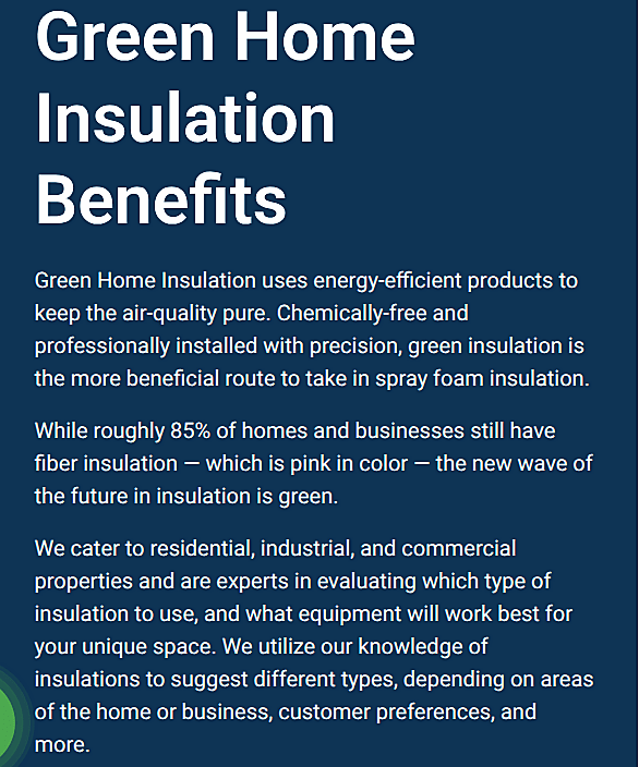 Written Content about Green Home Insulation